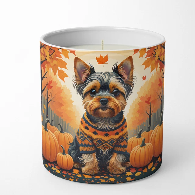 Yorkshire Terrier Fall Pumpkin Spice Scent 10oz Decorative Soy Candle DAC1081CDL