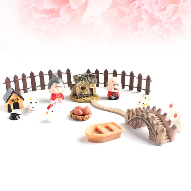 22pcs Accessoires Set Harz Fleischy Moos ältere Zaunfigur Statue für DIY