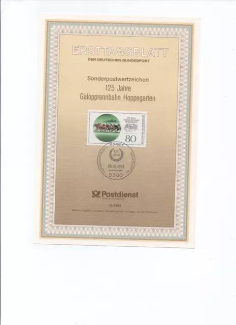 Briefmarken BRD: ETB 19/1993 "125 Jahre Galopprennbahn Hoppegarten" - Sonderst.