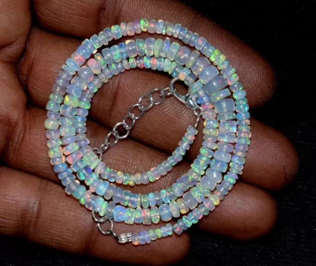 18" Natural Ethiopian Opal Beads Necklace Welo Fire Opal Gemstone Necklace