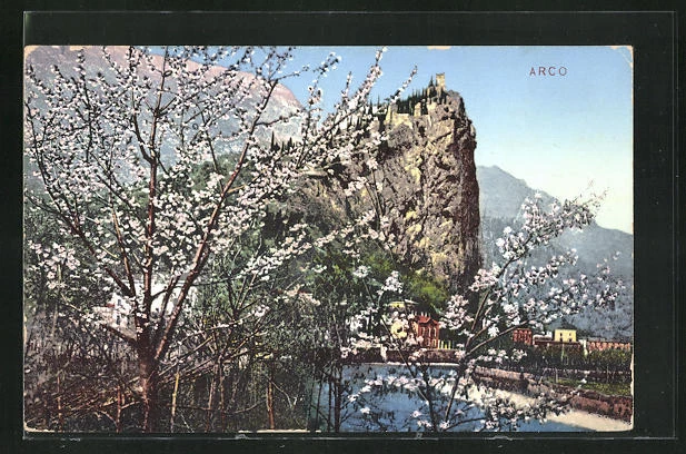 AK Arco, Ortsansicht mit Bergblick 1924