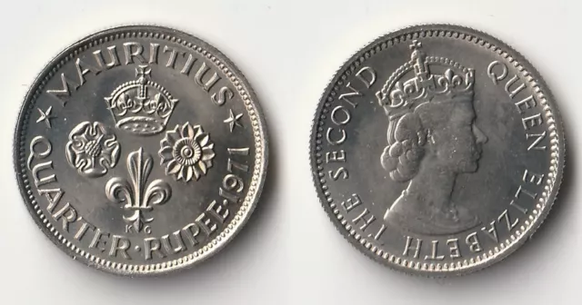 1971 Mauritius 1/4 rupee coin