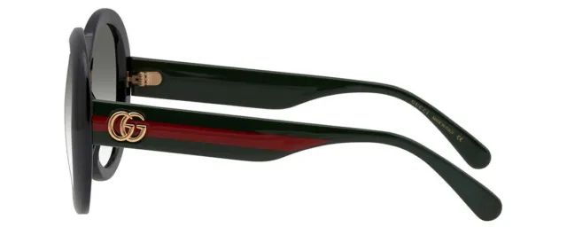Gucci GG0712S Womens Round Designer Sunglasses Black Red Gold/Grey Gradient 55mm 3