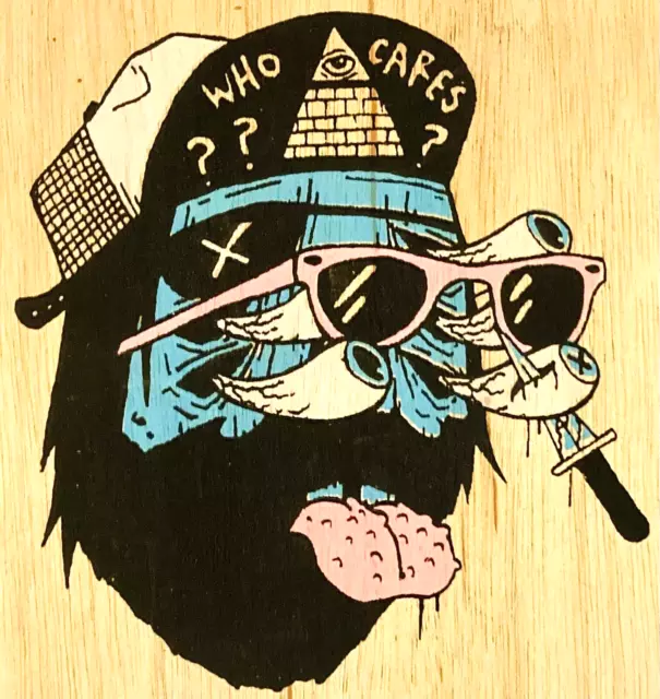 Oakland Street Art Knife Illuminati Pyramid Eye Trucker Hat Skater Graffiti Wood