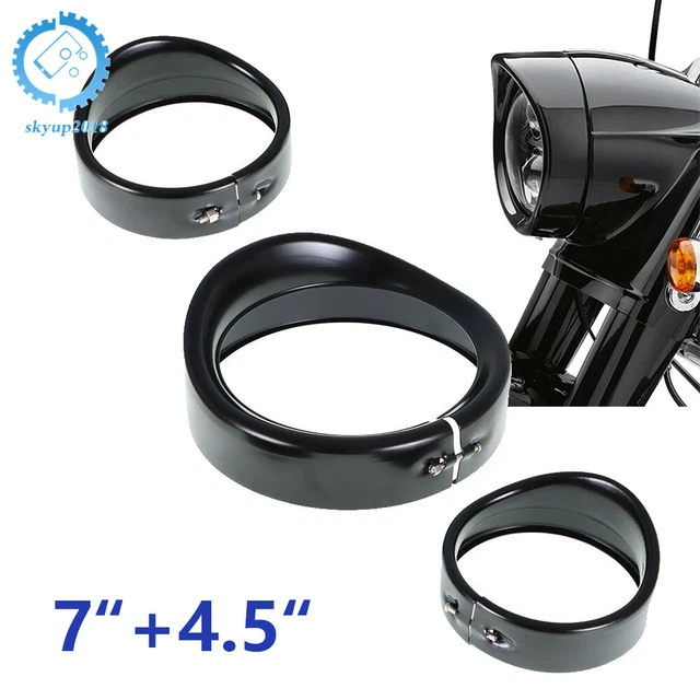 For Touring 7"+4.5" Headlight Passing Fog Lights Lamps Trim Ring Visor Black NEW