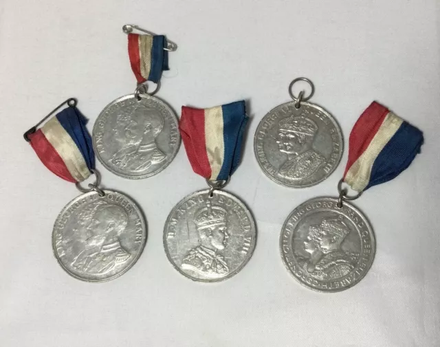 5 Assorted Coronation Medals of George V George VI Edward VIII EF Condition