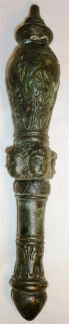 Antique Architectural Salvage Cast Bronze Green Patina Finial Post Italy
