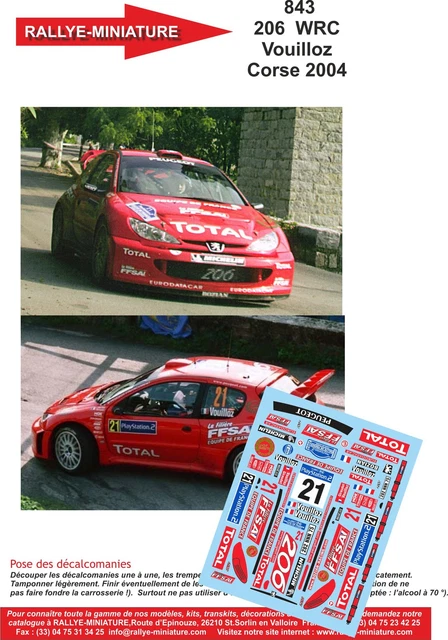 DECALS 1/24 REF 1084 PEUGEOT 206 WRC ROUX TOUR DE CORSE 2006 RALLYE RALLY U DECALS 1/24 REF 1084 PEUGEOT 206 WRC ROUX TOUR DE CORSE 2006 RALLYE RALLY U