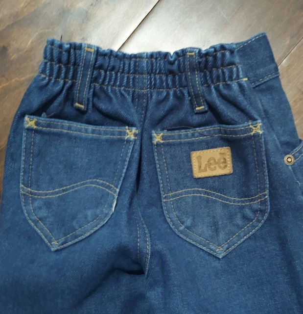 Lee Rider Vintage Dark Wash Jeans Childs Size 6 Slim Elastic Back 80s