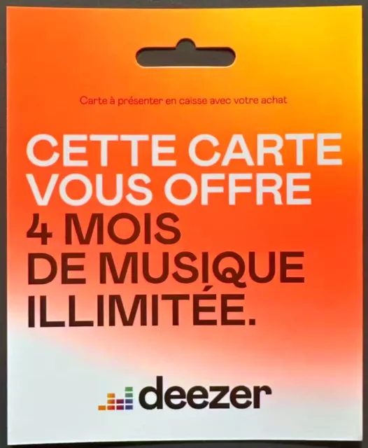 Carte - Abonnement DEEZER Premium 4 MOIS - Musique illimitée sans pub