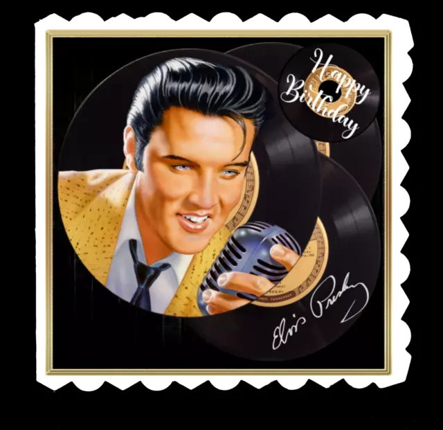 Elvis Handmade 3D birthday card music rock and roll record singer music