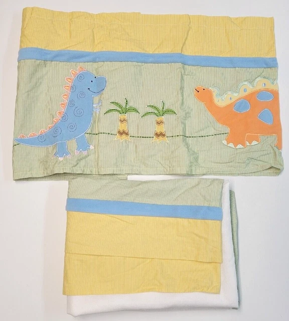 Lambs & Ivy Lil Dino Baby Nursery Window Curtain Valance & Crib Skirt Dinosaurs