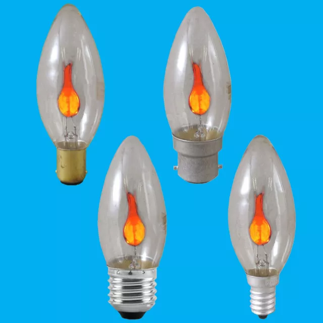 2x 3W Flicker Flame Candle Clear Light Bulb Chandelier Lamp BC ES SBC SES