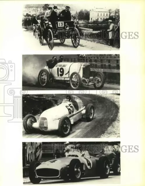 1989 Press Photo Mercedes Benz race cars from 1895, the 1930s, and 1954
