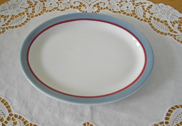 Vintage Syracuse China WABASH RAILROAD HIGHLAND Gray Maroon Stripes Oval Plate
