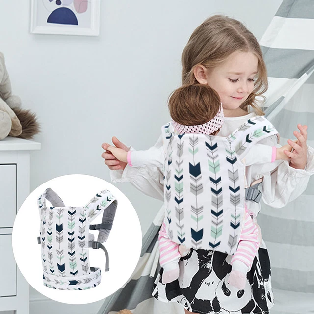 Girls Baby Doll Carrier Lightweight Adjustable Strap Printed Front Back Carrying