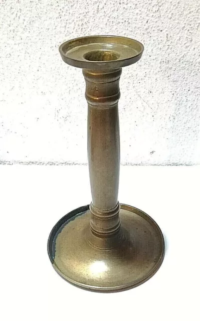 WUNDERSCHÖNER MASSIVER BIEDERMEIER KERZENLEUCHTER AUS MESSING 18 cm um 1820