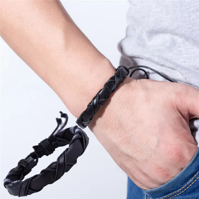 Handmade Leather Men Women Rope Bracelet Bangle Cuff  Wristband Wrap`js