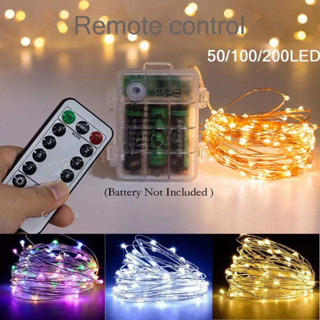 20/50/100/200 LED Battery Micro Rice Wire Copper Fairy String Lights Party 2