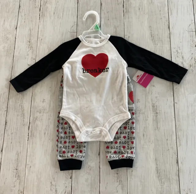 Infant Boys Heart Breaker Valentine Outfit Bodysuit & Pants 6-9 Months NWT