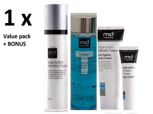 MD Visage Anti Wrinkle Cream, Eye Cream, Hand cream and Toner Pack + BONUS