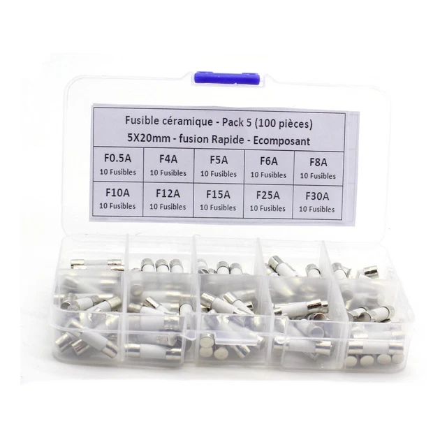 Pack fusible céramique 5x20mm - fusion Rapide - 100 pièces - 1-B5-10