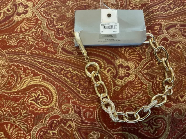 nordstrom rack pave chain link necklace, clear/gold, NWT, MSRP$17.97 2