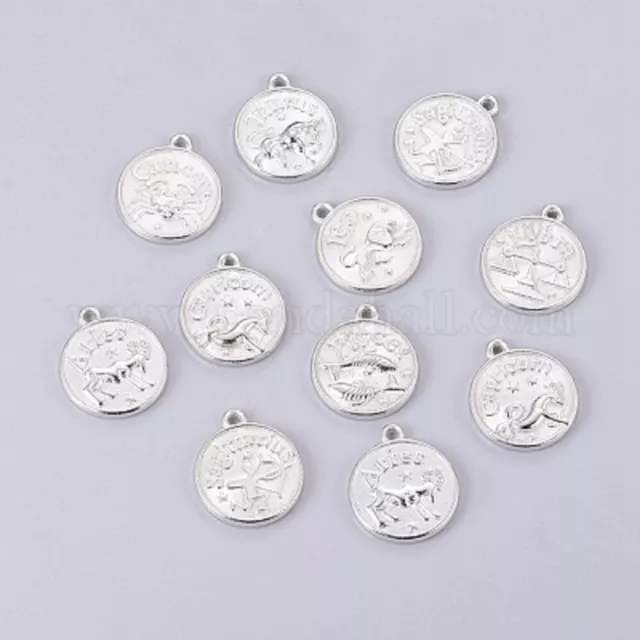 Silver Plated Alloy Indian Western Zodiac Sign Coin Pendant + Ring (E196-S)