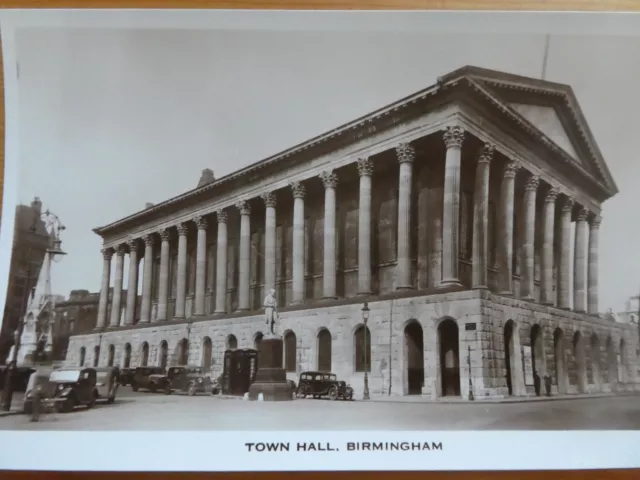 Vintage Photograph Town Hall; Birmingham (662) + old cars UNUSED