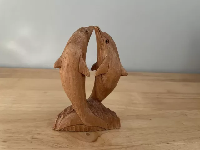 Hand Carved Wooden DOLPHIN Ornament.