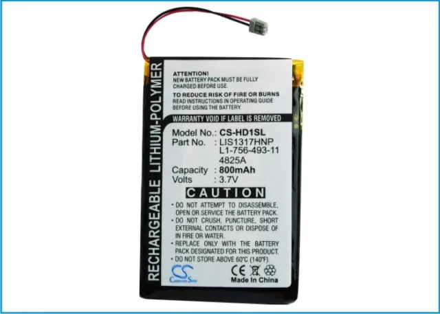 Battery for Sony NW-HD1 MP3 Player Replacement Sony PMPSYHD1 800mAh
