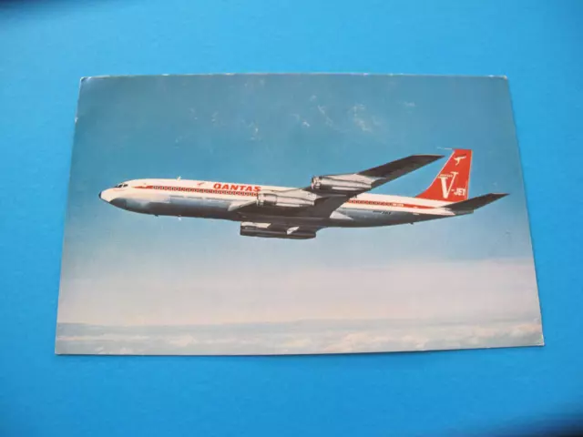 Qantas Airways Boeing 707 V Jet Airplane Postcard