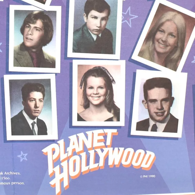 1990 Planet Hollywood Restaurant Placemat Actors School Yearbook Pictures