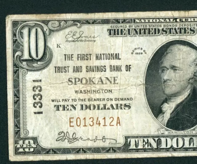 Spokane - $10 1929 National Currency ** PAPER CURRENCY AUCTIONS