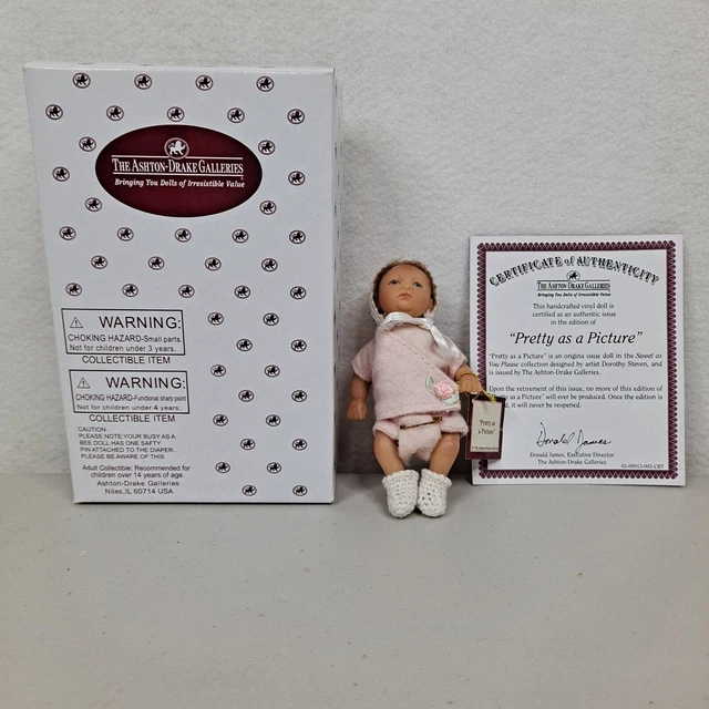 Ashton Drake Miniature Newborn Doll 4.5 in. "Pretty as a Picture" Orig Box COA