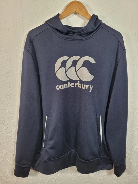 Canterbury Vapodri Mens Blue Pullover Hooded Jumper Hoodie Size 2XL XXL Rugby