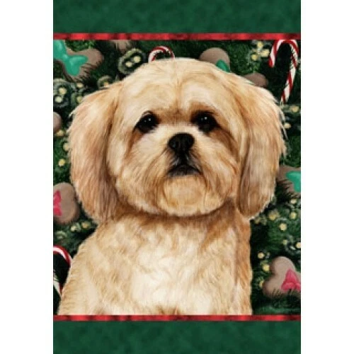 Christmas Holiday Garden Flag - Cream Lhasa Apso 140401