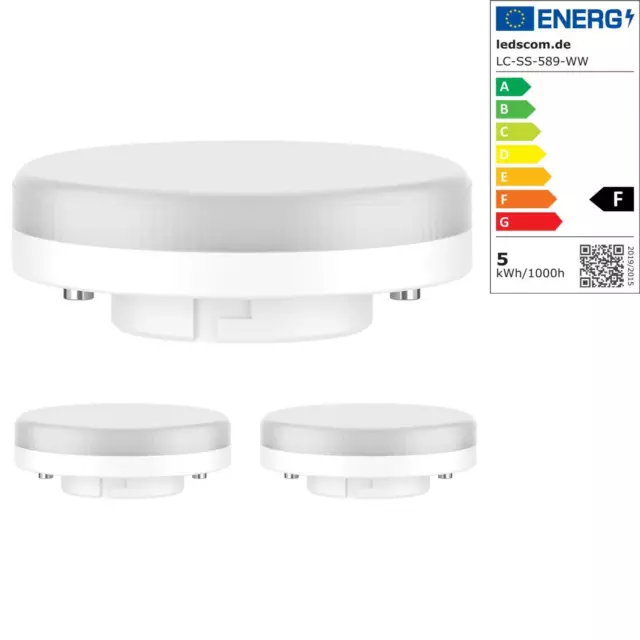 3x GX53 LED bombilla, blanca cálida (2700 K), 4,2 W, 372lm, 96°, mate