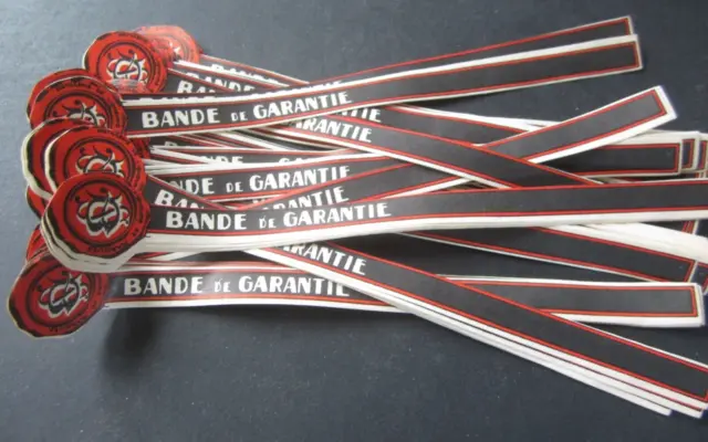 Wholesale Lot of 100 Old Vintage - Bande de Garantie - NECK LABELS - Red/Black