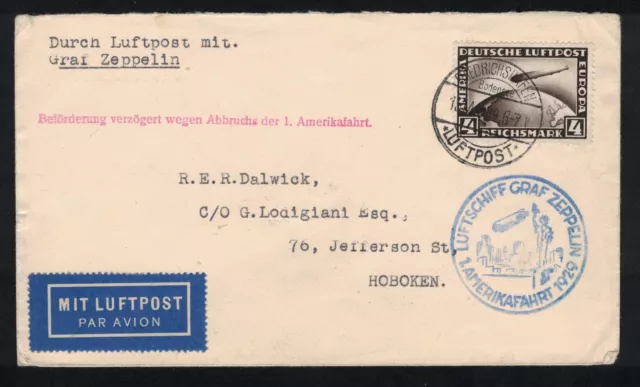 Timbres Zeppelin  Friedrichshafen  To Hoboken  Vol Interrompu 15 Mai 1929