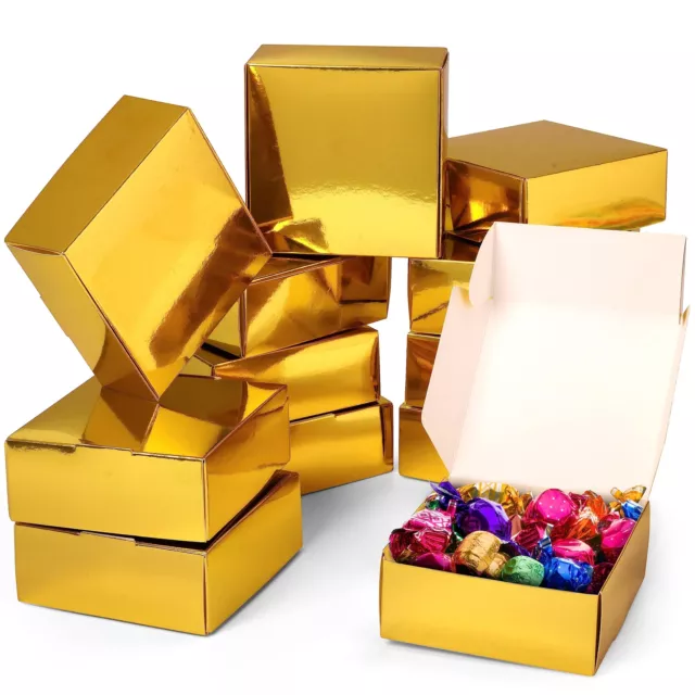 Kurtzy 20 Stk Geschenk Karton Gold – Geschenkboxen Set 12 x 12 x 5 cm –
