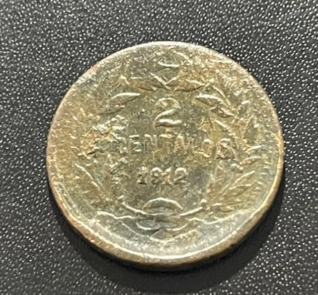 Honduras 1912 Two Centavos Bronze Coin