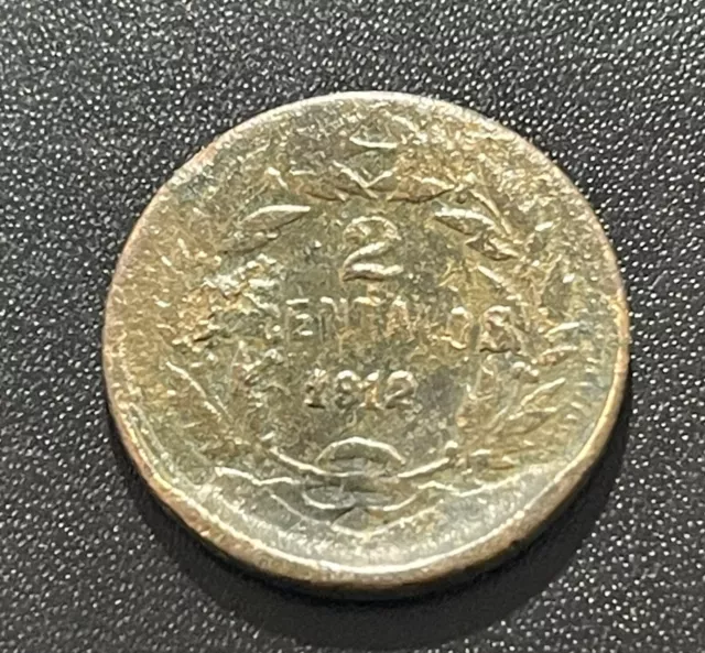 Honduras 1912 Two Centavos Bronze Coin