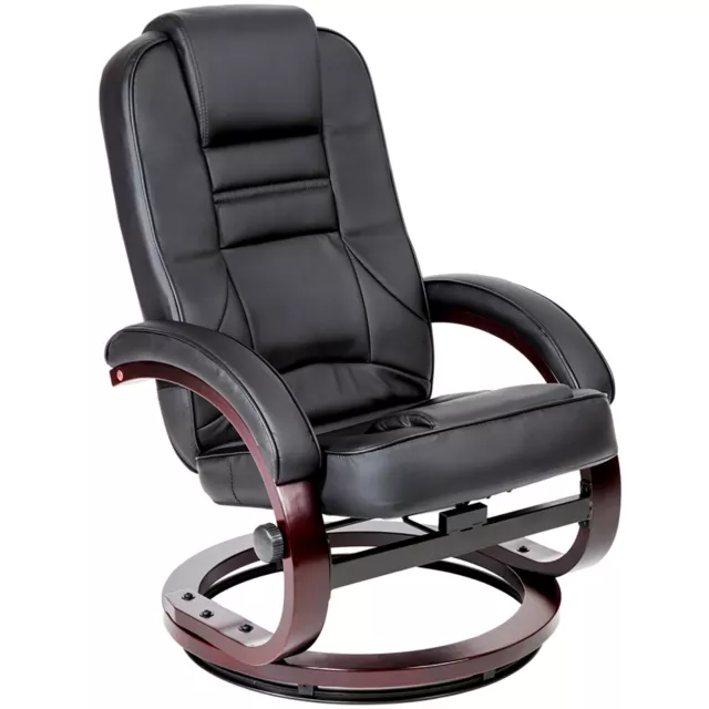 Fauteuil Relax TV Inclinable et Pivotant 1 Place avec Repose Pieds Tabouret Noir 3