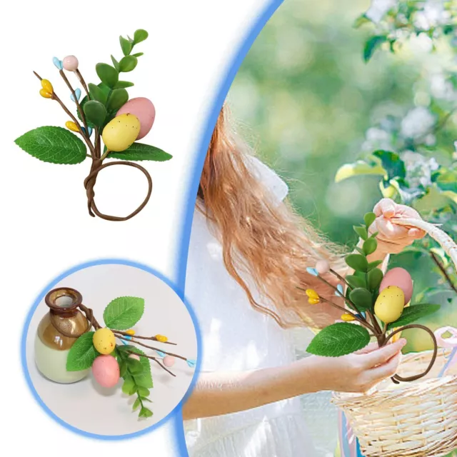 2024 Spring Easter Egg Napkin Ring Faux Faux Flower Wreath Decoration Table