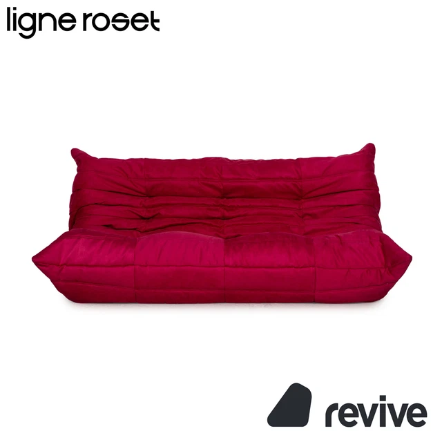 Ligne roset Togo Fabric Three-Seater Red Sofa Couch Neubezug Ligne roset Togo Fabric Three-Seater Red Sofa Couch Neubezug
