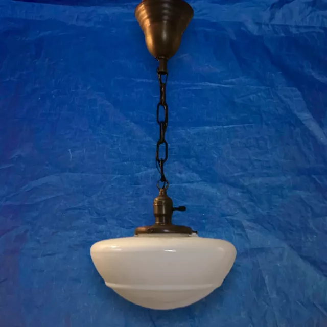 24” Long Brass Pendant Light Fixture Wired With Milk White Globe 32A