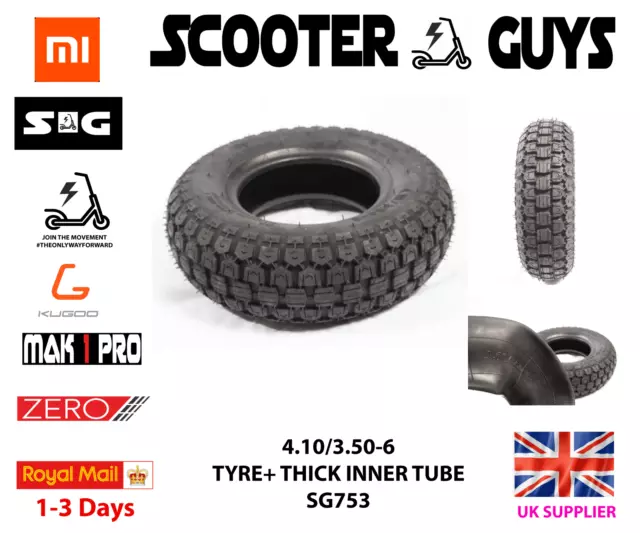 4.10/3.50-6 (410/350 X 6) Black Mobility/scooterBlock Tyre WITH INNER TUBE sg753