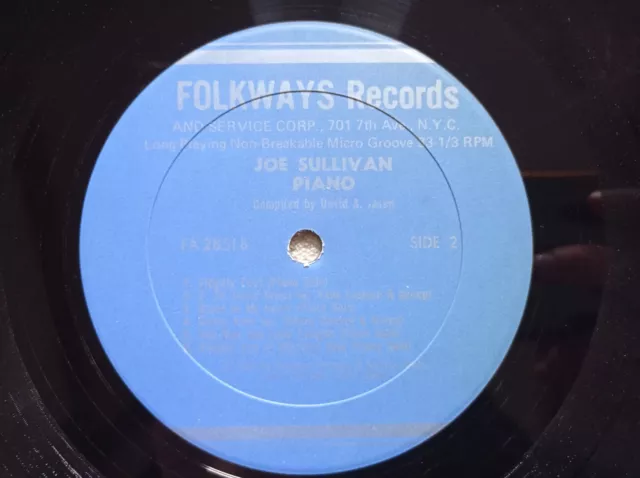 LP 33T JOE SULLIVAN "Piano" FOLKWAYS RECORDS FA 2851 USA 1973 VG+ Inclus liflet- 3