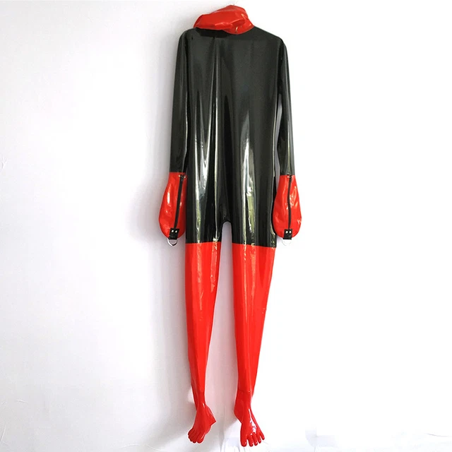 Handmade Black Latex Catsuit For Men - Full Cover Back Zipper Rubber Jumpsuit (0.4mm)